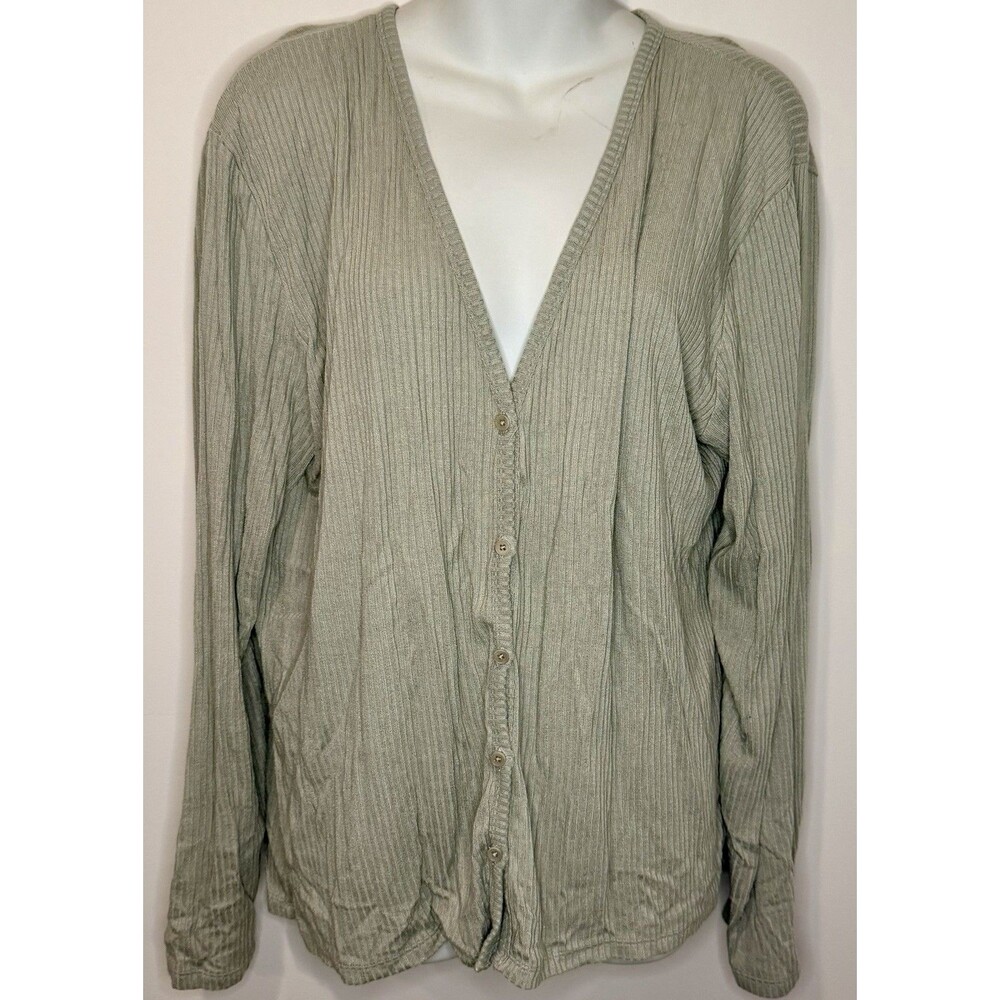 Aritzia Wilfred Free Sage Green Lightweight V Neck Cardigan Plus Size 1X EUC!!